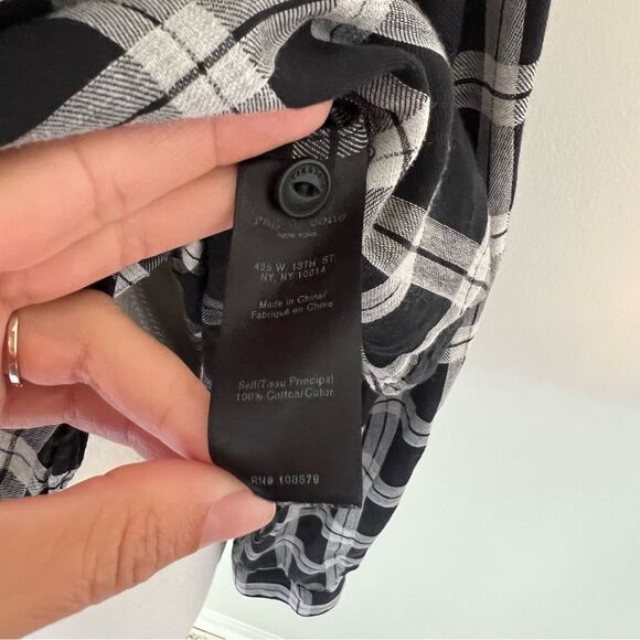 Rag & Bone Plaid Off Shoulder Top Blouse Size Small Black White - Picture 9 of 9